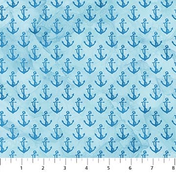 Sail Away - Anchor Mini - per yard - By Deborah Edwards and Melanie Samra for Northcott - Digital Print - Blue - RebsFabStash