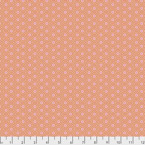 Tula's True Colors - Hexy Peach Blossom - Per Yard - by Tula Pink for Free Spirit Fabrics - Peach, Hexagons - PWTP150.PEACHBLOSSOM-Yardage - on the bolt-RebsFabStash