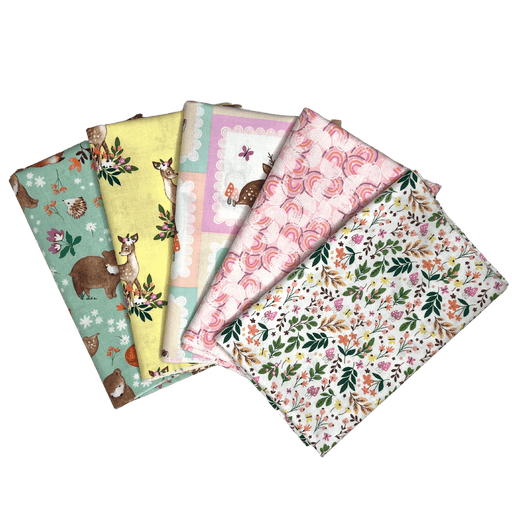 NEW! Woodland Wander-Pink - PROMO 1 Yard Bundle - (5) 1 yard pieces - by Jo Taylor for 3 Wishes