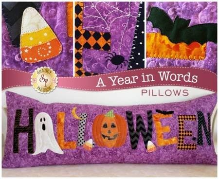 A Year in Words "Halloween" Pillow - October- Pillow Pattern - Shabby Fabrics designed by Jennifer Bosworth - home decor, pillow, pattern - RebsFabStash