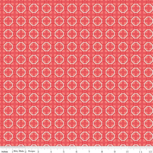 Bee Basics Per Yard - Basics Circle - per YARD - by Lori Holt - Riley Blake Designs - 6407 RED - RebsFabStash