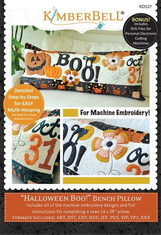 Halloween Boo! Bench Pillow - Pattern - Machine EMBROIDERY CD - designed by Kimberbell - Interchangeable Covers and Bench Pillow KD527 - RebsFabStash