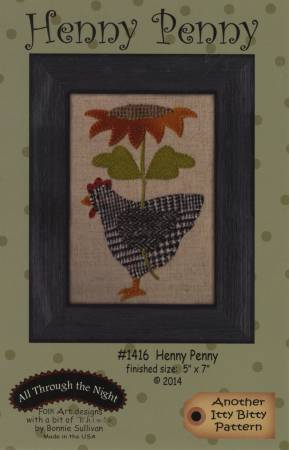 Henny Penny - Primitive wool applique pattern - Wall hanging - Bonnie Sullivan - Flannel or Wool - Another Itty Bitty Pattern - RebsFabStash