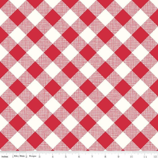 My Happy Place -Decorator Fabric - per yard - Lori Holt for Riley Blake designs - 54" wide HD9315-RED Red and White Bias Gingham Plaid - RebsFabStash