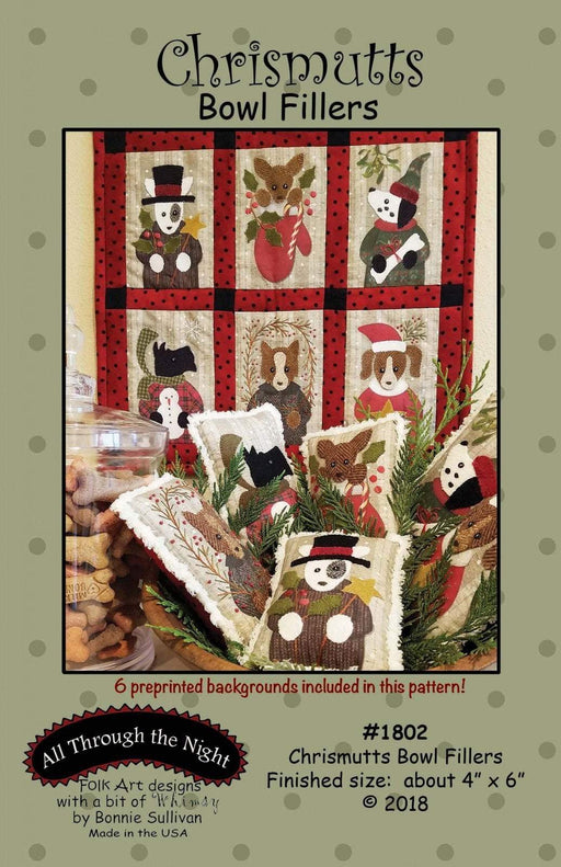 NEW! Chrismutts Bowl Fillers - Preprinted Christmas applique pattern - Bonnie Sullivan - Flannel or Wool - KIT AVAILABLE! - Primitive - RebsFabStash