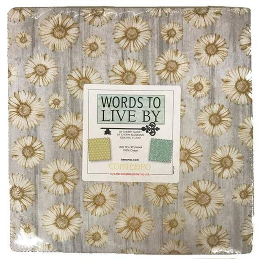 Words to Live By - Layer Cake (42) 10" squares - Contempo by Benartex - by Cherry Guidry - Inspirational words, Love, Laugh, Sew 10x10, stacker - RebsFabStash
