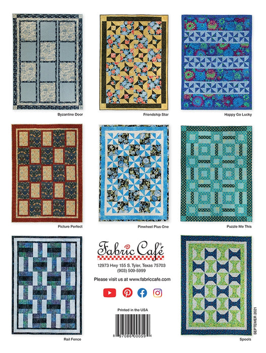 Quick'n Easy Quilts - Quilt PATTERN book - by Donna Robertson of Fabric Cafe - 3 Yard Quilts - 8 different patterns