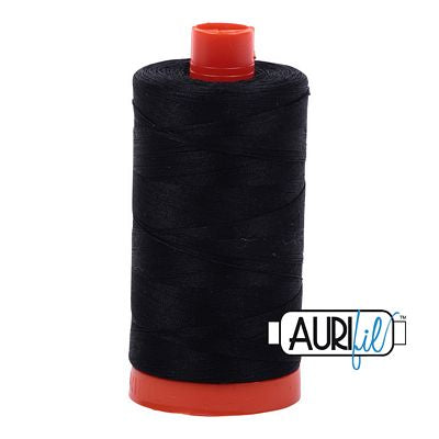 Aurifil - Mako Cotton Thread - 1422 yds/1300m - BLACK- 50 wt - 1050-2692