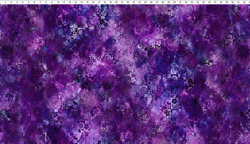 Prism Fabric Collection - Jason Yenter - In The Beginning Fabrics - 12JYQ-2 - By The Yard - floral - purple squares and flowers