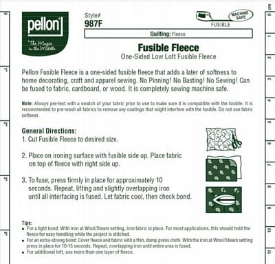 987F Pellon 45 Fusible Fleece Interfacing | Harts Fabric