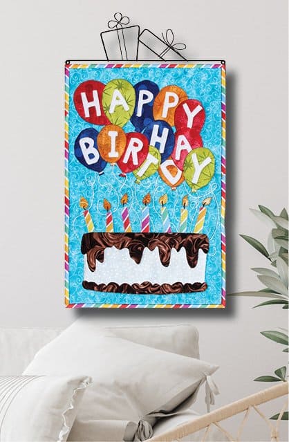Happy Birthday Wishes - Patch Abilities Inc., 12"x18" applique wall hanging - Birthday Celebration P309