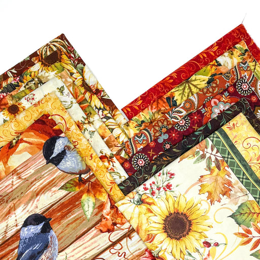 Fall Into Autumn Fabric Collection - By Art Loft for Studio E - PROMO Half Yard Bundle (10) 18" x 42" pieces - 24" Panel + 36" Panel