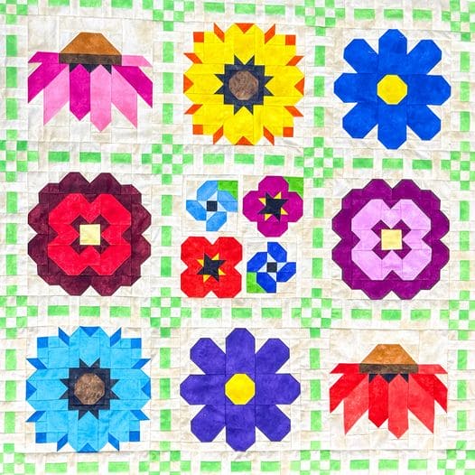 Wildflower Seeds Quilt Kit - uses Suede by P&B Textiles - designed by Kelli Fannin - 50x50