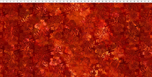 Prism Fabric Collection - Jason Yenter - In The Beginning Fabrics - 3JYQ-1 - By The Yard - fire orange and red floral tonal