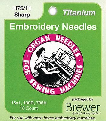 10 pack Titanium - 75/11 Sharp - Home embroidery machine needles - Brewer - 6684-RebsFabStash