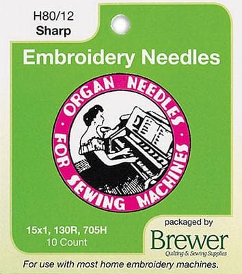 10 pack - 80/12 Sharp - Home embroidery machine needles - Brewer - 6692-RebsFabStash