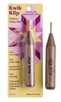 Kwik Klip - A Tool for Pin BAsting Quilt Layers - Fastens Safety Pins - Easier-Faster-Safer - RebsFabStash