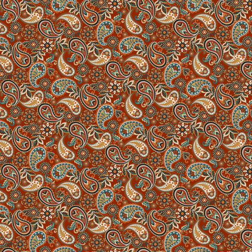 Fall Into Autumn - by the yard - by Art Loft for Studio E - 7252-35 Fall - paisley and flowers on burnt orange