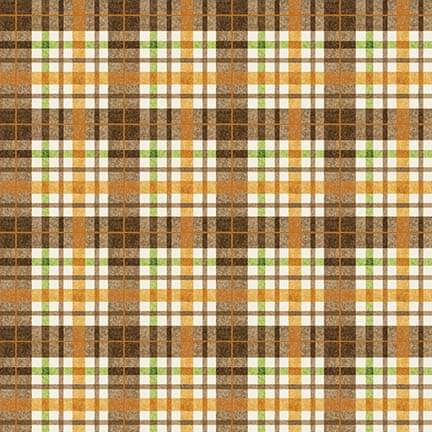 Autumn Elegance - by the yard - by Kitten Studio for Henry Glass - 728M - 35 Brown - Orange green cream brown plaid