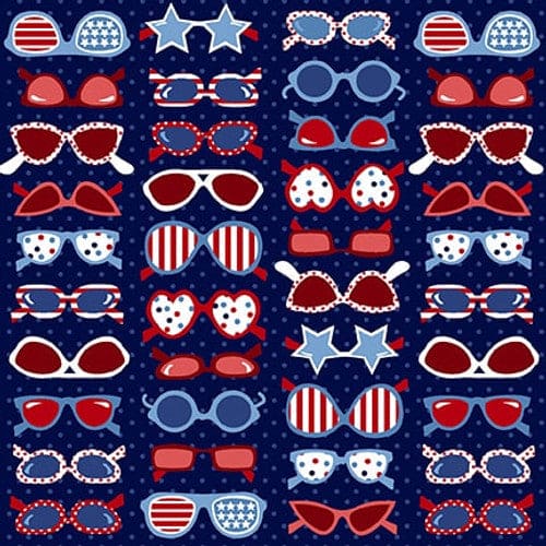 Star-Spangled Beach - Per Yard - by Sharon Lee for Studio E - Patriotic - 7482-77-Navy
