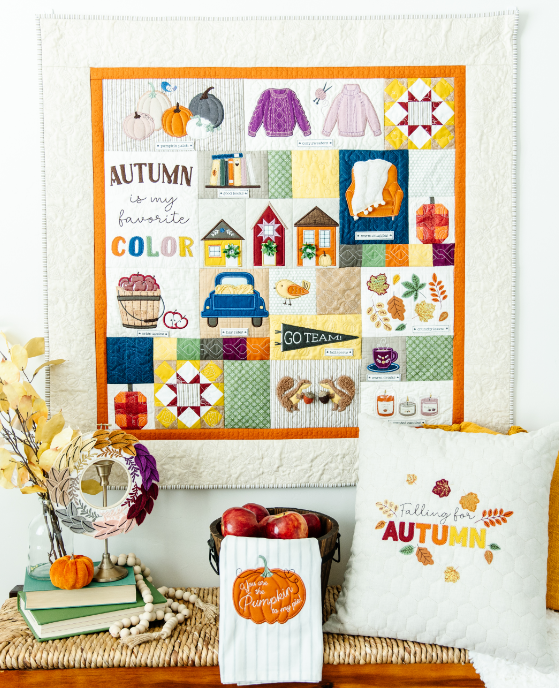 Maywood Studio Falling for Autumn Quilt Fabric Kit | Featuring Kimberbell Basics by Kimberbell Designs