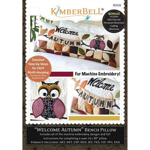 Welcome Autumn - Machine Embroidery Pattern - by Kimberbell - Interchangeable Covers and Bench Pillow-Patterns-RebsFabStash