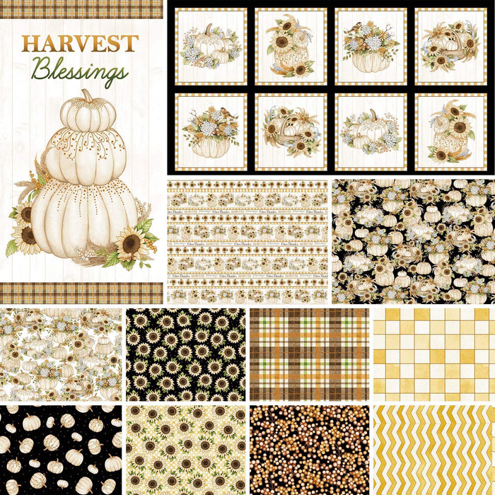 Autumn Elegance - by the yard - by Kitten Studio for Henry Glass - Pumpkin Fabric - Panels - Quilt Fabric