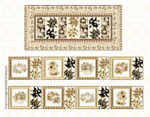Autumn Elegance - Table Set Kit - Pattern by Heidi Pridemore - Fabric by Kitten Studio for Henry Glass - Table runner and placemat kit - free pattern