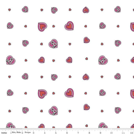 Malibu Barbie - Hearts - per yard - by Mattel for Riley Blake Designs - Barbie - C11723-White-RebsFabStash