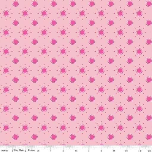 Sunshine BLVD - Pink - per yard - by Damask Love for Riley Blake Designs - Pink suns on pink - C12104-PINK-Yardage - on the bolt-RebsFabStash