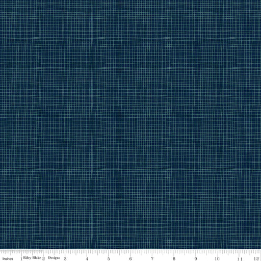 Love You S'More - Weave Navy - per yard - by Gracey Larson for Riley Blake Designs - Navy and Teal grid - C12147-NAVY-Yardage - on the bolt-RebsFabStash