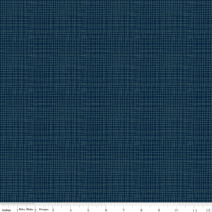 Love You S'More - Weave Navy - per yard - by Gracey Larson for Riley Blake Designs - Navy and Teal grid - C12147-NAVY-Yardage - on the bolt-RebsFabStash