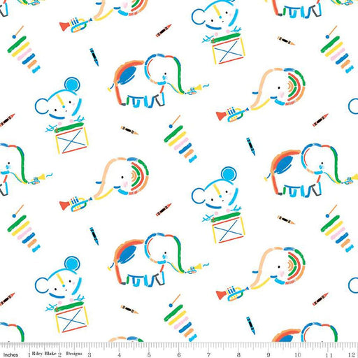 Our Little Band - Crayola - per yard - by Crayola for Riley Blake Designs - C13060-White-RebsFabStash