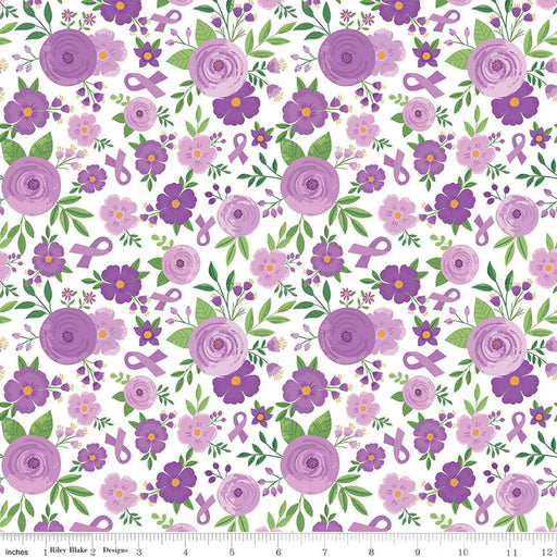 Strength in Lavender - by RBD Designers for Riley Blake Designs - Floral White C13221-Yardage - on the bolt-RebsFabStash