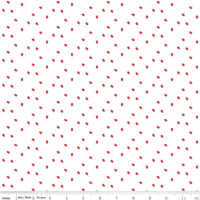 Cheerfully Red - Per Yard - By Christopher Thompson for Riley Blake Designers - Berries - C13317-WHITE-RebsFabStash