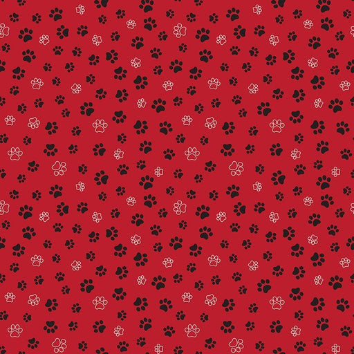 Feline Good! - Cat Paws - by Timeless Treasures - CAT-CD2574 RED-Yardage - on the bolt-RebsFabStash