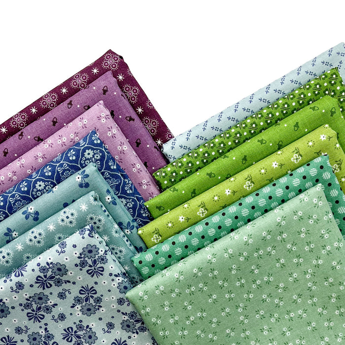 NEW! Calico Cools - PROMO fat quarter bundle (13) 18" x 21"- by Lori Holt of Bee in My Bonnet - Riley Blake Designs