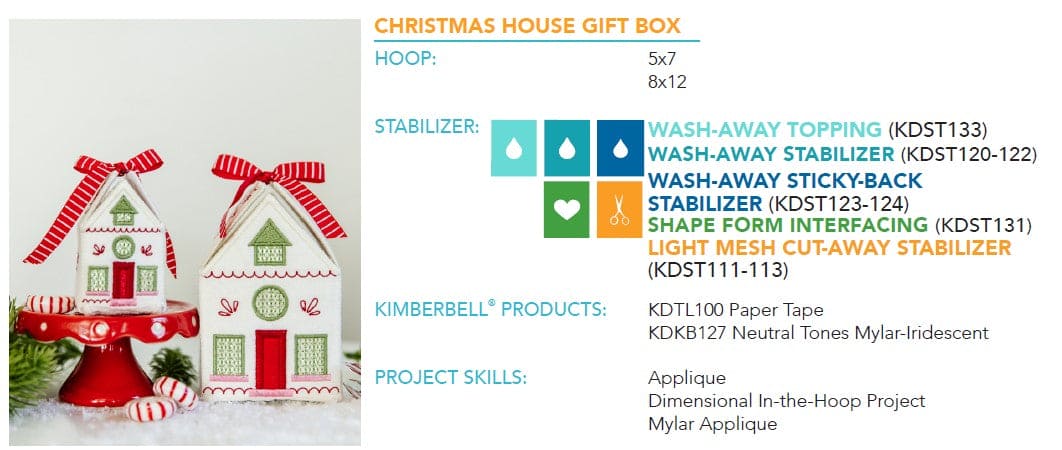 December 2023 - Christmas House Gift Box - Kimberbell Digital Dealer Exclusive - Project for Machine Embroidery