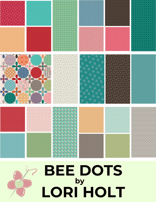 108 Wide Bee Backings! - Quilt Back Fabric -Per Yard - by Lori Holt for Riley Blake Designs - 108" wide Bee Dots - Denim - WB14183 - Denim