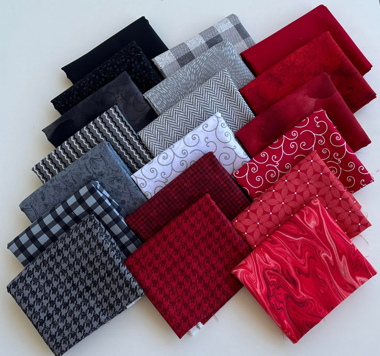 Crimson and Gray - Tonal, Blender Bundle - PROMO Half Yard Bundle (19) 18" x 42" pieces
