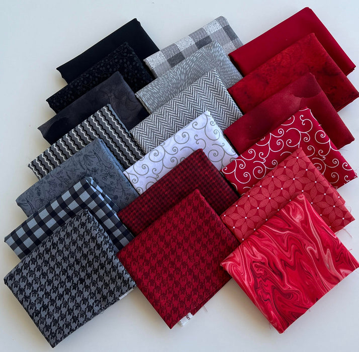 Crimson and Gray - Tonal, Blender Bundle - PROMO Fat Quarter Bundle (19) 18" x 21" pieces