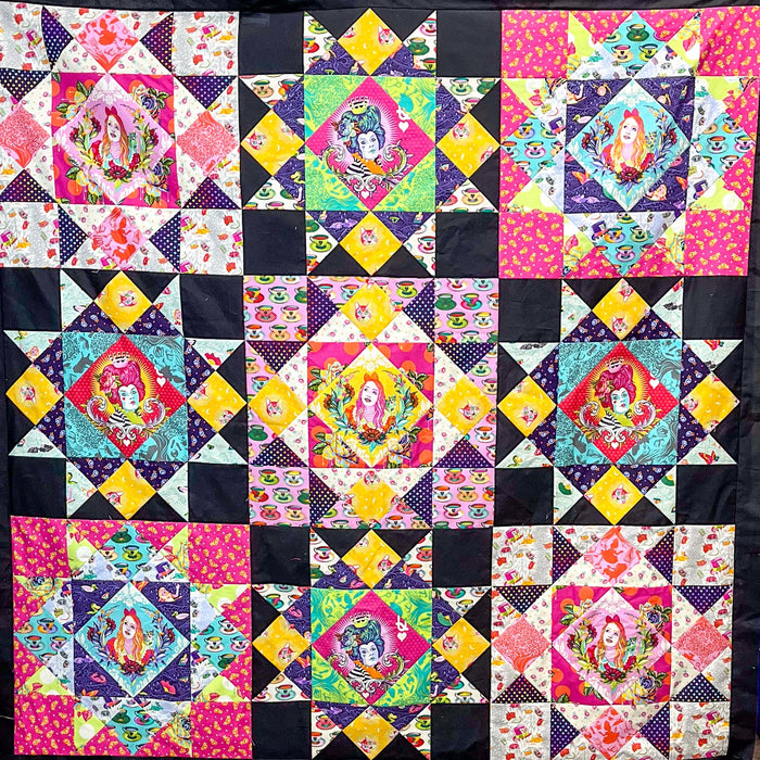 Family Portrait Quilt - Quilt KIT - Pattern Free Spirit Fabrics - Features Curiouser and Curiouser by Tula Pink for Free Spirit Fabrics