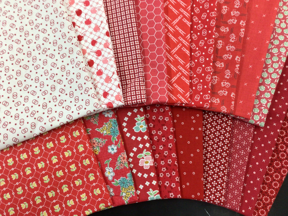 Lori Holt Reds - PROMO Fat Quarter Bundles - (18) 18" x 22" pieces - by Lori Holt of Bee in my Bonnet - Riley Blake Designs