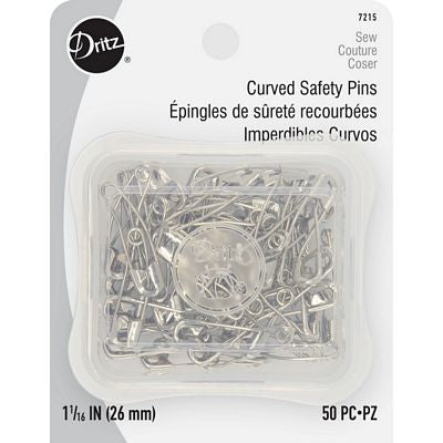 Curved Safety Pins - Dritz - 50 ct - 1 1/16in - D7215-Buttons, Notions & Misc-RebsFabStash
