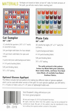 The Kittens - Quilt PATTERN - by Elizabeth Hartman - multiple versions - Cat Sampler