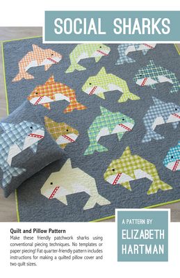 Social Sharks - Quilt PATTERN - by Elizabeth Hartman - multiple quilt sizes + pillow