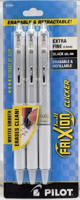 Frixion Pen BLACK INK - 3 Pack - Pilot Pen Corporation - Extra Fine Point - 0.5mm - Heat & Friction Erase - Black Gel Ink - Erasable & Refillable - FXDC3-Buttons, Notions & Misc-RebsFabStash