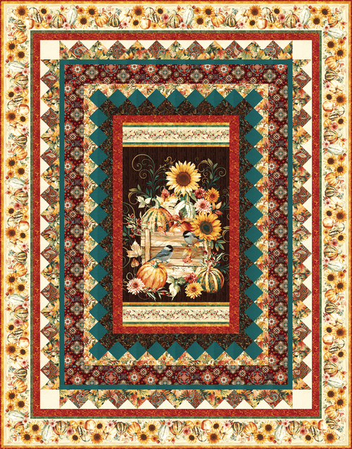 Fall Into Autumn - Panel Quilt Kit - fabric by Art Loft for Studio E - Pattern by Heidi Pridemore - Quilt Kit 1 - 72" x 92"