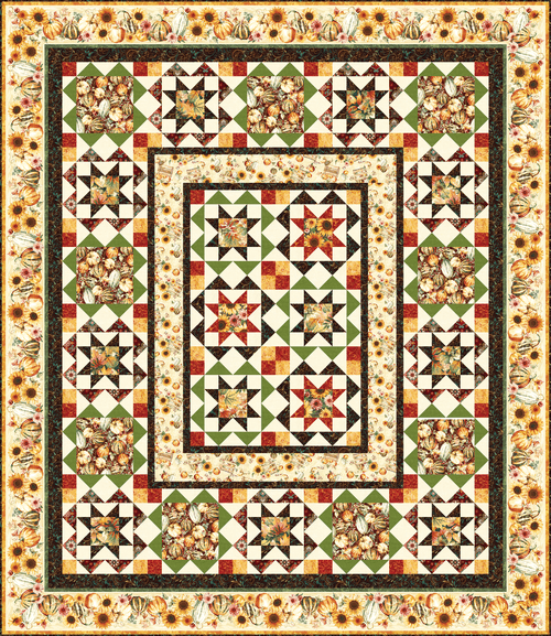 Fall Into Autumn - Quilt Kit - fabric by Art Loft for Studio E - Pattern by Heidi Pridemore - Quilt Kit 2 - 77" x 89" pieced quilt bed quilt free pattern easy quilt kit