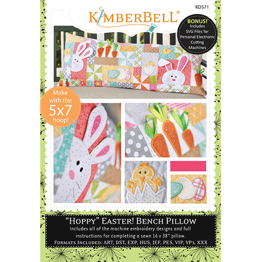 "Hoppy" Easter! Bench Pillow - Pattern - Machine EMBROIDERY CD - So Cute! - by Kimberbell - KD571-Patterns-RebsFabStash